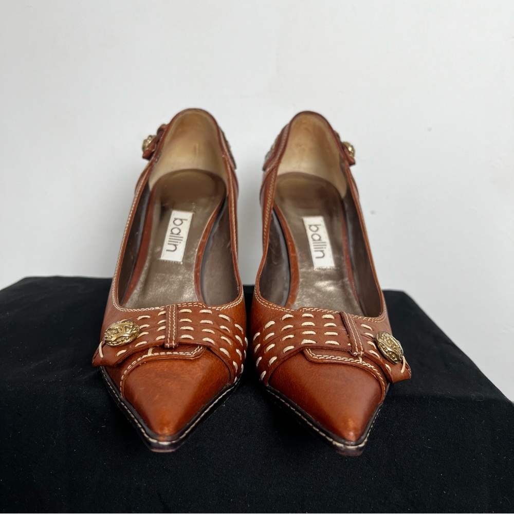 BALLIN Italian Made Brown Leather Pump Heels Size EU 36.5
